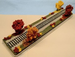 HO SCALE 16″ SINGLE TRACK DISPLAY CASE – “FALL FOLIAGE SCENE”-FOR ANY HO