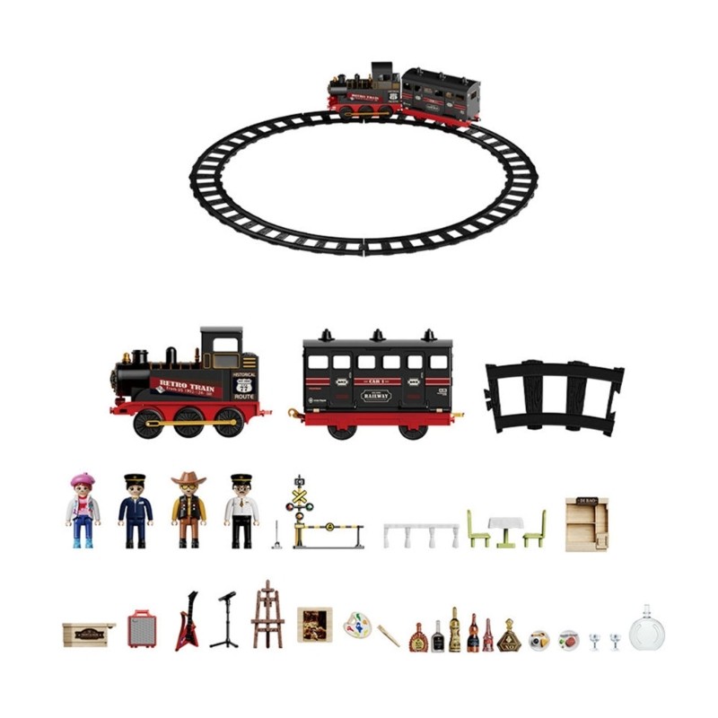 Retro Style Track Train Toy Set Manual Operated Safe Material For Children