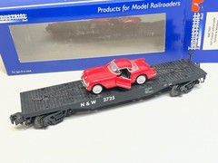 IDM 7001 O27 Gauge Flatcar w/Corvette Norfolk & Western Railroad with Box