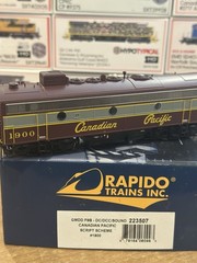 RAPIDO HO CANADIAN PACIFIC F7B Script SCHEME RD #1900 DCC & SOUND 223507 LNIB