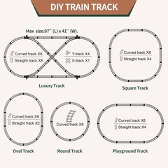 JONEALA Train Set with Remote Control,Electric Track Around Large