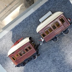 Early Marklin Electric 1 Gauge Trolley Engine and Trailor, #889 On Both, Rare