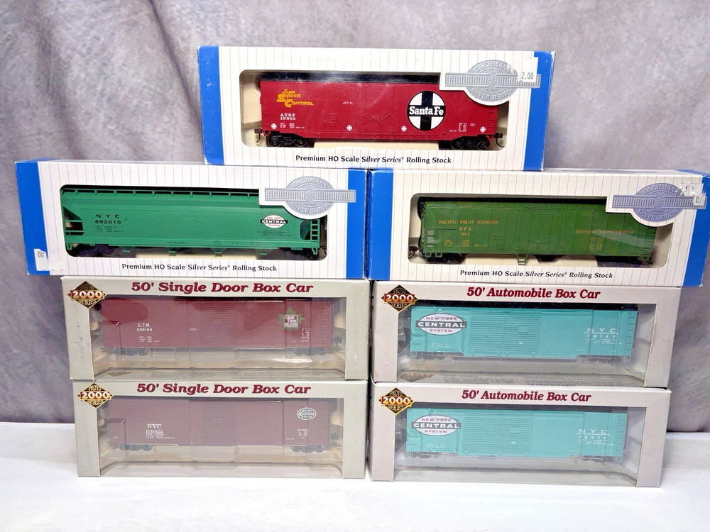 3 Bachman Silver Series Reefer/Boxcar/Hopper & 4 LifeLike Proto Box Car HO BX-AA
