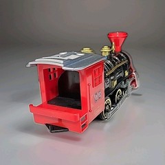 Vintage ToySmith 7042 Pull Back Train Locomotive Toy Red Black Gold 08/13/325