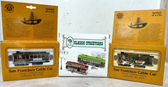 BACHMANN 41-0605-G1 & G2 – HO SCALE – SAN FRANCISCO CABLE CARS + 2 OTHERS