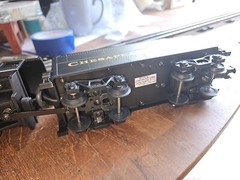 RAILKING MTH CHESAPEAKE AND OHIO STEAM ENGINE AND TENDER, NOS, SEE TEST VIDEO
