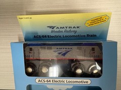 NIB wooden Amtrak ACS-64 intercity NEC locomotive Brio Thomas IKEA compatible
