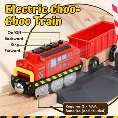 Lehoo Castle 68PCS Wooden Train 27 cm (W) x 33.8 (L) x 9 (H), Yellow