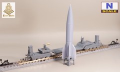 1/160 (N-scale) WWII German V2 Rocket on Heavy flat wagon /w wheels resin kit