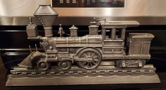 Vtg. Cast Metal Train Locomotive Railroad Mailbox Topper