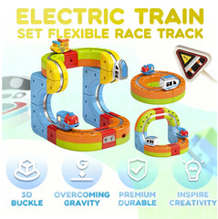 DIY Electric Magnetic Track Set 100+PCS STEM Railway Building Toy Kids