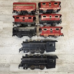 Marx O Gauge Wind Up Steam Locomotives NYC Tender Cabooses Passenger Cars Lot