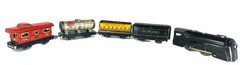 VINTAGE MARX WIND UP TRAIN – 1950s COMMODORE VANDERBILT 3 CARS & FIGURE 8 TRACK!