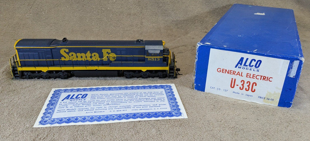 ALCO Models HO Brass #D-137 GE U-33C Diesel Loco Santa Fe #8513