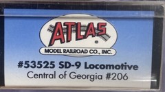 N SCALE 53525 ATLAS DCC Equipped SD9 CENTRAL OF GEORGIA 206 DIESEL LOCOMOTIVE
