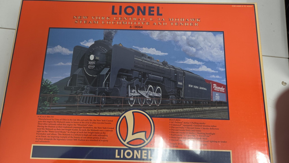Lionel 6-18064 New York Central Mohawk Steam Locomotive Tender TMCC. New in box.