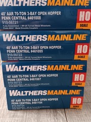 Walthers HO Penn Central 40′ 70- Ton 3-Bay Hoppers Different # Lot Deal Of 4