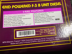 MTH 20-2054-3 Pennsylvania F3 Powered B-Unit NIB #9505a
