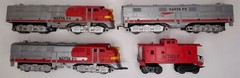 Marx 1095 Santa Fe A B A + Caboose Diesel Locomotive O Gauge Scale 1950s