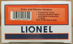 Lionel 18434 Looney Tunes – Porky and Petunia Handcar O-Gauge NOS