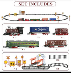 Motorized Train Set Classic Train Toys Steam Locomotive Engine Lights And Sounds