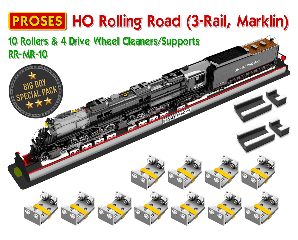 SPECIAL BIG BOY SET HO SCALE 3-RAIL (for MARKLIN) ROLLING ROAD W/WHEEL CLEANING