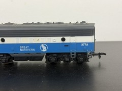 HO Scale Great Northern 377A F-Unit Diesel Locomotive Blue White Gray Vintage