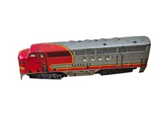 Marx 21 Santa Fe Double Diesel, Vintage Tin 1950s Locomotive Train