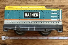 HAFNER 90131 – COAL TENDER – Yellow Teal Orange Striped – Tin Train Car!