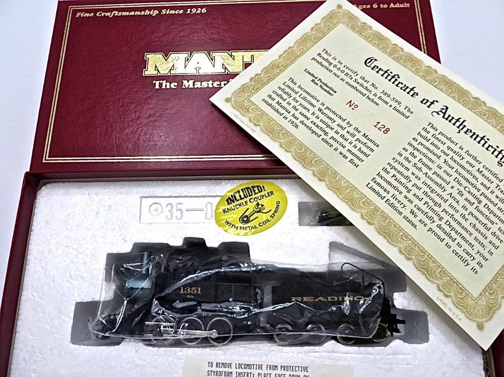 HO Mantua 389-599 Reading 0-6-0 B7A Camelback Loco &Tender #128 Limited Ed. NEW