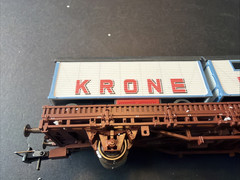 ROCO 66676 HO Scale DB Flat Car w 2 Circus Krone Trailers Excellent