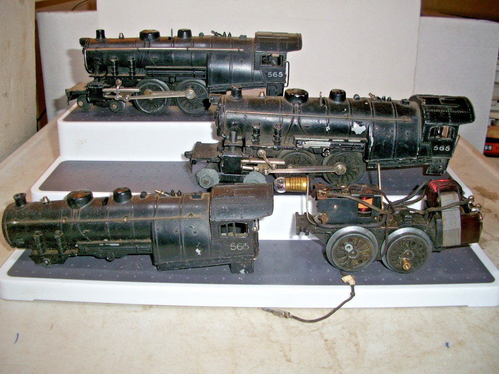 AMERICAN FLYER PREWAR O GAUGE THREE # 565 STEAM LOCOMOTIVES FOR PARTS OR REPAIR