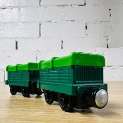 Green Flat Freight Cars Thomas & Friends Take N Play Along Diecast Push Trains