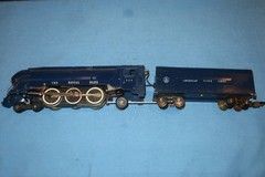 American Flyer #350 Royal Blue Steam Locomotive & Tender. Runs well