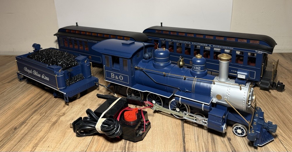 Bachmann Royal Blue line Engine Locomotive B&O1332 U.S. Mail Cars UNTESTED AS-IS