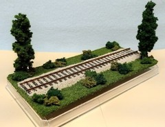 HO SCALE 9″ SINGLE TRACK DISPLAY CASE -“SUMMER SCENE”-FOR ANY HO TRAIN