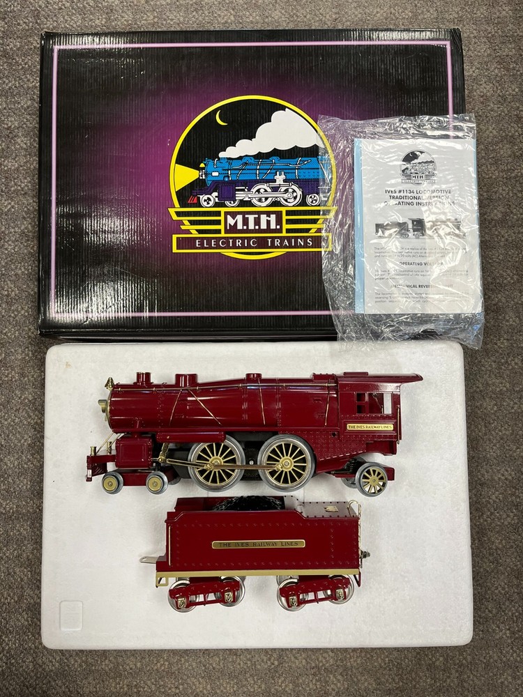 + MTH Standard Gauge Tinplate Ives Red 1134 Steam Locomotive Traditional *ST