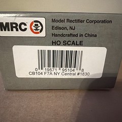 HO MRC Platinum Series New York Central F7A Powered Diesel Locomotive NYC #1830
