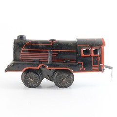 Red & Black Windup Tin Litho Steam Loco Engine Us Zone Germany O Model Train