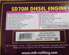MTH PREMIER UNION PACIFIC SD70M DIESEL ENGINE PS2! 20-2376-1 O SCALE USA FLAG