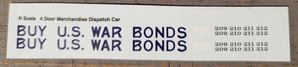N Scale CNS&M – North Shore Line MD WAR BOND decal set