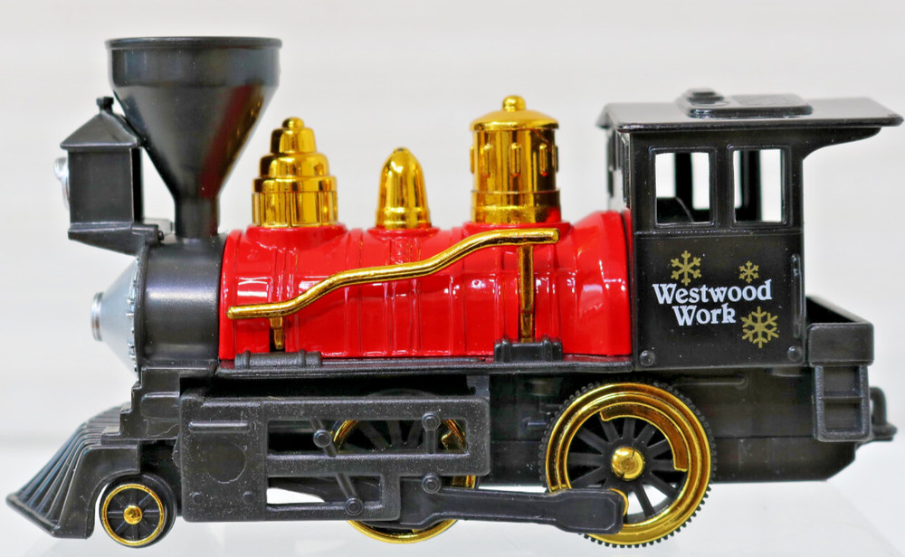 Steam Engine Strong Pull Back 6″ Die Cast & Plastic Stack Black & Red Cow Catch