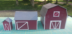 O SCALE Micro Scale Models Tractor Shed &Tool Shed & Outhouse (3) Assembled