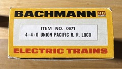 VINTAGE BACHMANN HO SCALE #0671 4-4-0 UNION PACIFIC R.R. JUPITER LOCOMOTIVE RARE