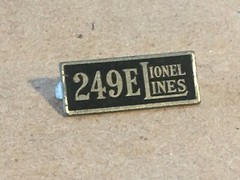 VINTAGE ORIGINAL PREWAR LIONEL TRAIN 249E STEAM BOILER CAB NICKEL NUMBER BADGE