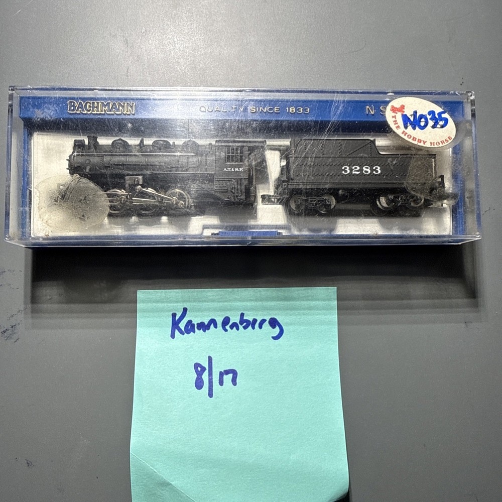 N Scale Bachmann Santa Fe 0-6-0 Steamer & tender Rapido couplers c1978 N035 Nice