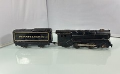 Marx Prewar Tin Train Locomotive and Pennsylvania Tender Black Pressed Metal Set