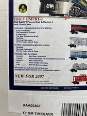 Williams Baltimore & Ohio #2368 F3 Timesaver Fast Diesel Freight Set GMFRT-2 NEW