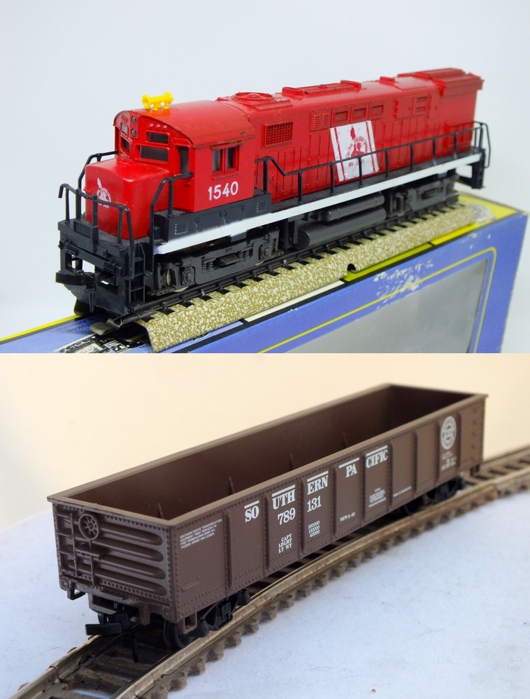 Vintage AHM HO Alco Century 424, Model Power HO 40′ Gondola 8501. OVP.