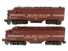 Williams 4305 O Pennsylvania F7 AA Tuscan Red Diesel Locomotives #9682/9873